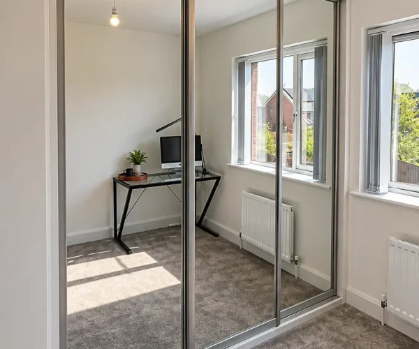 Reflected mirror doors in alcove