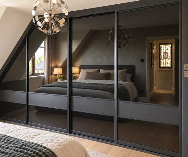 Dark and moody angled wardrobe