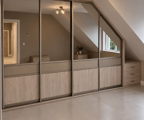 Glass doors angled wardrobe fitted in Ballynahinch
