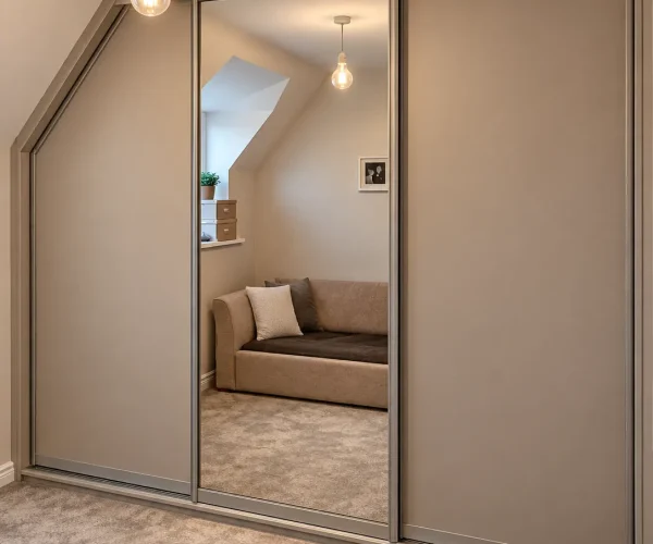 Light taupe angled wardrobe fitted in Northern Ireland